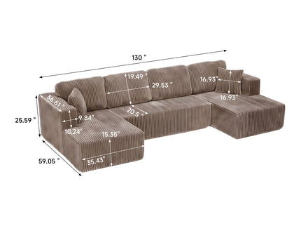 U-Shape Modular Sectional Sofa For Living Room