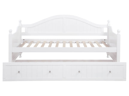 Twin Daybed With Trundle Storage Bed - White