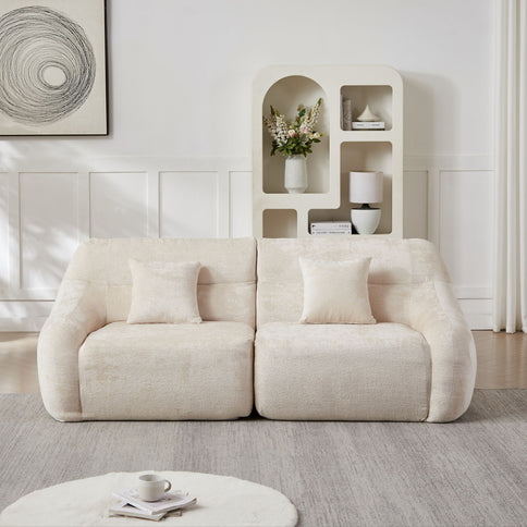 Luxury Curved Corner Sectional Sofa With 4 Pillows