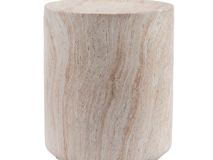 Tall Cylindrical Accent Coffee Table In - Beige / Yellow