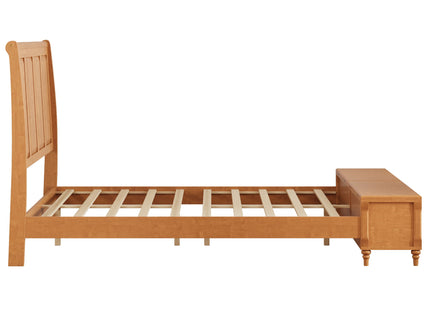Sleigh Bed Frame With Tall Headboard And Storage Bench