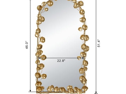 Full Length Arched Wall Mirror With en Leaf Accents Decorative Mirror For Living Room Bedroom - Gold