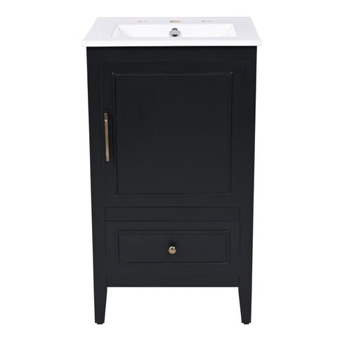 Modern Bathroom Vanity With Sink, Cabinet Storage, Drawer & Adjustable Feet