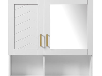 2 In 1 Wall-Mounted Mirror Cabinet With Adjustable Shelves, Soft-Close Doors, High-Definition Mirror & Storage