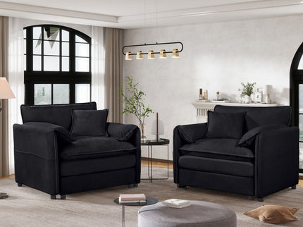 Modern Oversized Accent Chair, Comfy Single Sofa With Large Seat (Set of 2)