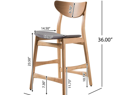 Retro Modern Counter Height Chair Set With Cushioned Seats