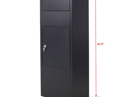 Large Package Delivery Parcel Mail Drop Box With Lockable Storage Compartment Heavy Duty Weatherproof For Express Mail Delivery For Home & Business Use - Black