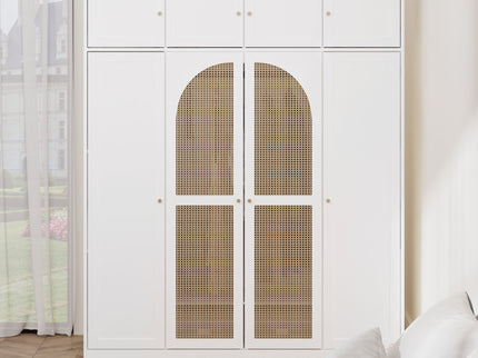 8 Door Armoire Wardrobe With Adjustable Shelves And Hanging Rod