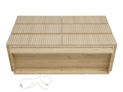 Fluted 6 Drawers Dresser, Double Dresser Chest Of Drawers, Modern Chest Of Drawers With LED, Drawer Organizer For Bedroom, Living Room, Hallway - Natural