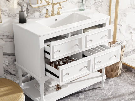 Bathroom Vanity Cabinet With Undermount Sink, 4 Drawer Set