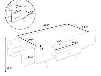 Modern Rectangle Coffee Table With Four Drawers