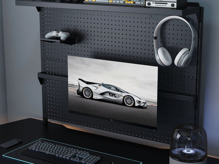 Clamp On Desk Pegboard With Single Monitor Stand