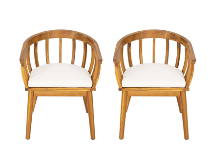 Klismos - Dining Armchair (Set of 2) - Teak / Beige