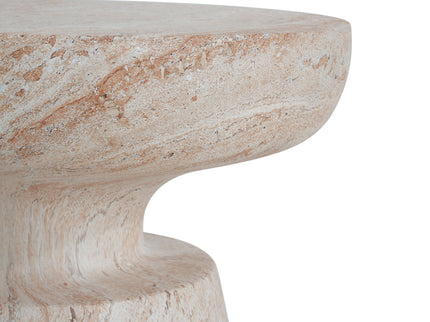 Outdoor / Indoor Lightweight Concrete Side Table, Travertine - Beige