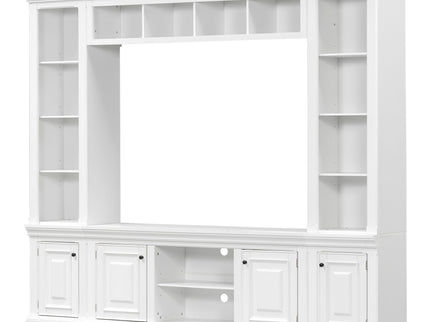 TV Stand With Hutch, Large Entertainment Center With Adjustable Shelves