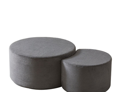 Modern Upholstered Round Coffee Table For Living Room (Set of 2)