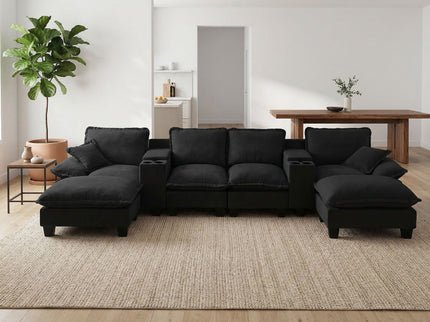 Modular Cloud Couch Sofa With Cup Holders & Storage, USB Port