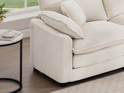 Mid-Century Modern 3 Seater Sectional Sofa With Arm And Throw Pillows