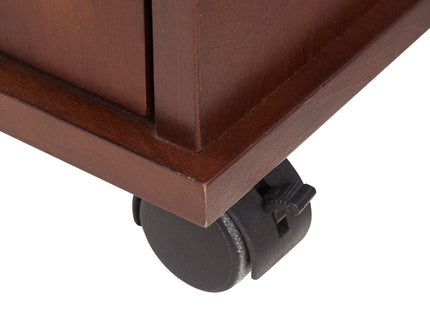 Traditional End Table With Charging Station, Narrow Side Table With USB Ports And Outlets - Red Walnut