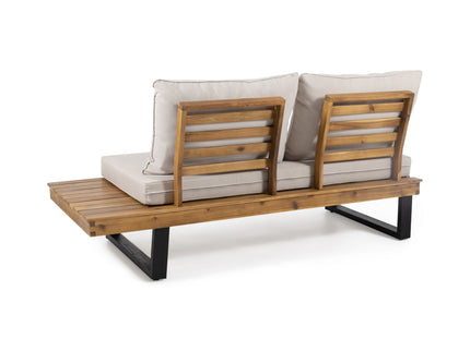 Sebastian - Hand Crafted 4 Piece Sofa Set With Water Resistant Cushions - Beige / Teak