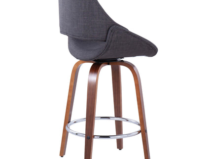 Fabrico - Mid Century Modern, Fixed Height Counter Stool With Round Footrest (Set of 2)