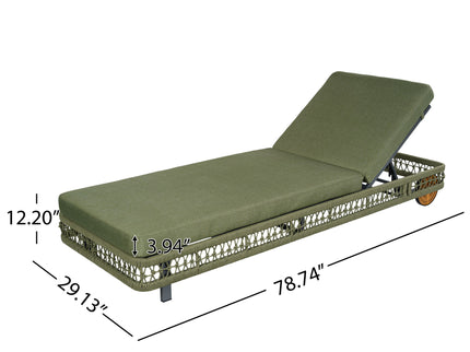 Outdoor Chaise Lounge & Wheels, 5 Position Adjustable Backrest