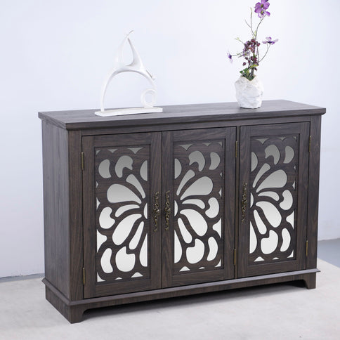 3 Door Mirrored Sideboard Cabinet With Adjustable Shelves