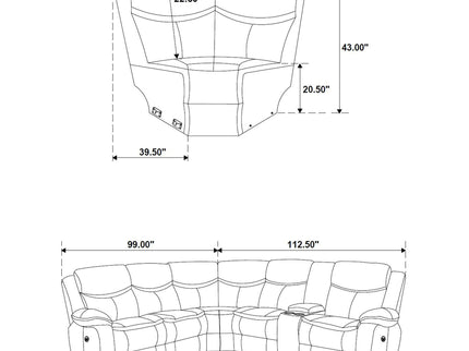 Salerno - Upholstered Power Reclining Sectional Sofa - Dark Gray