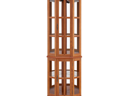 Corner Curio Cabinet With 5 Shelves And Lighting System (E26 Light Bulb Not Included)