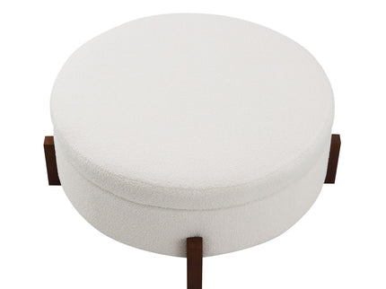 Round Storage Ottoman, Footrest Stool For Living Room
