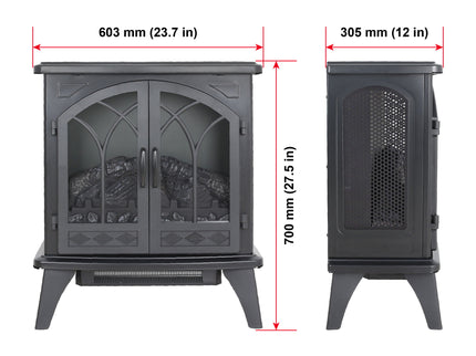 24" 3D Flame Electric Infrared Quartz Fireplace Stove With Remote Control - Antique Black
