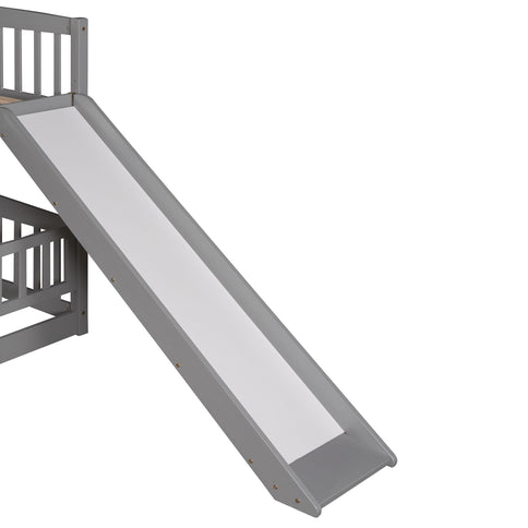 Low Bunk Bed With Slide, Fence And Ladder