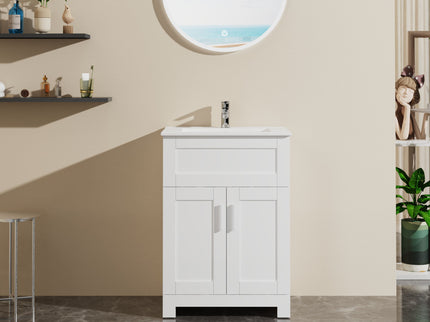 Sink Bathroom Vanity Laundry Cabinet Combo - White