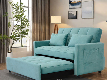 3 In 1 Convertible Sleeper Sofa Bed, Modern Fabric Loveseat Futon Sofa Couch With Pullout Bed, Small Love Seat Lounge Sofa With Reclining Backrest, Furniture For Living Room