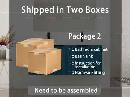 Contemporary Wall Mounted Bathroom Vanity With Resin Double Sink