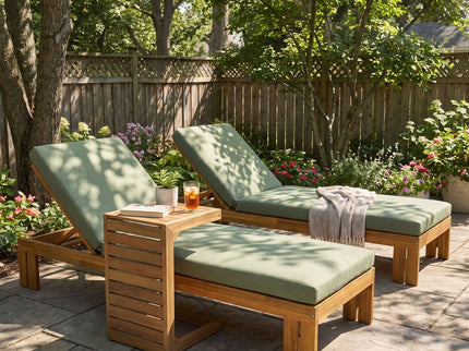 Outdoor Chaise Lounge Set & Side Table, 5 Position Adjustable Patio Recliner