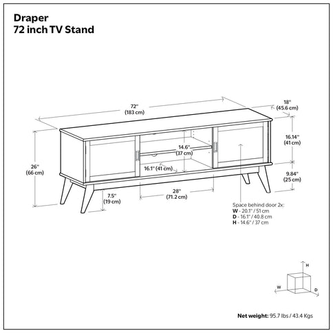 Draper - Handcrafted Mid Century Low TV Media Stand