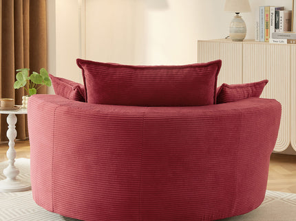 360° Swivel Accent Barrel Chair With Dual Layer Cushion And 3 Removable Pillows