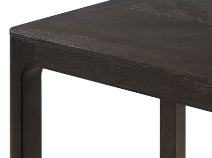 Rectangular Dining Table With Parquet Top, Rounded Corners