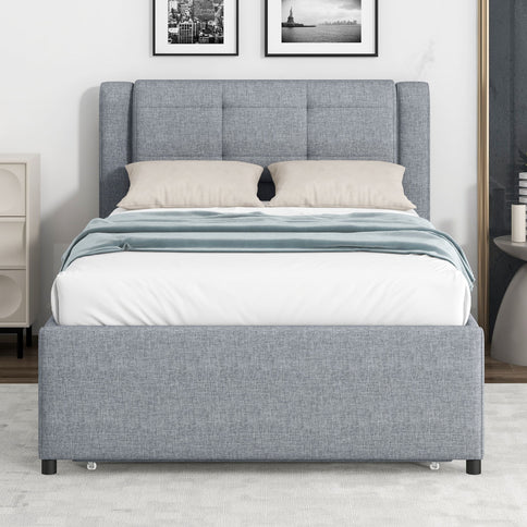 Upholstered Platform Bed With Multifunctional Trundle