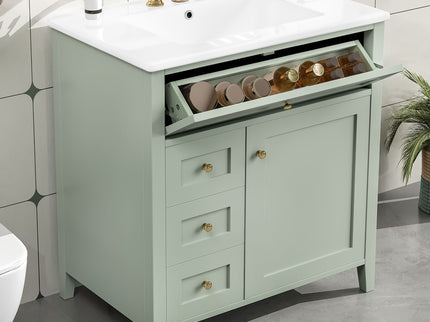 Modern Bathroom Vanity With Sink, 3 Drawers And Adjustable Shelf
