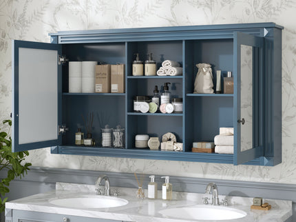 Modern Wall-Mount 2 In 1 Mirror Cabinet With Adjustable Shelves, Soft-Closing Hinges