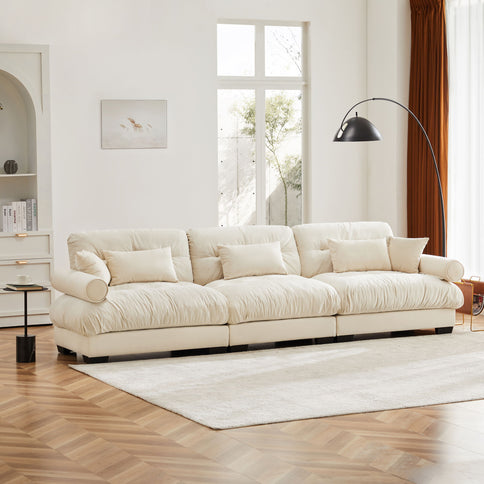 Modern Oversize Sofa With Cloud Like Comfort, Featuring Waist And Throw Pillows
