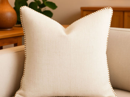 Homey Cozy - Throw Pillow With Decorative Stitching - Ivory