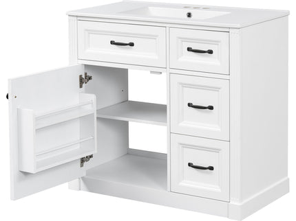 Modern Bathroom Vanity With Sink, 4 Drawers, Soft-Close Door, Adjustable Shelf