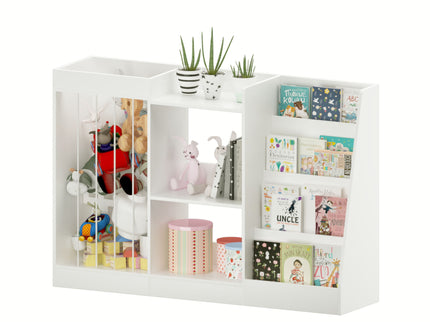 Bookshelf And Toy Storage, 3 Tier Montessori Bookcase With Stuffed Animal Organizer - White