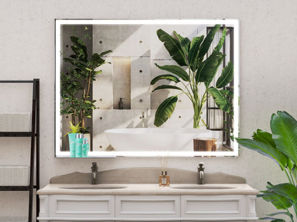 LED Bathroom Vanity Mirror Wall Mounted Adjustable / Warm / Natural Lights Anti-Fog Touch Switch With Memory Modern Smart Large Bathroom Mirrors