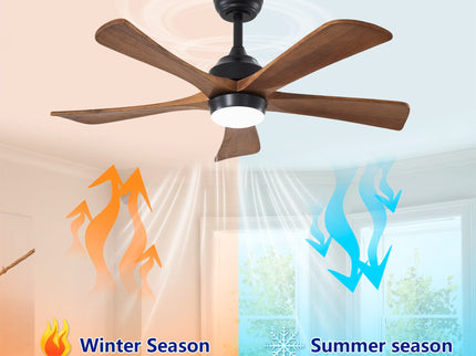 5 Blades Ceiling Fan With Lights Remote Control - Matte Black