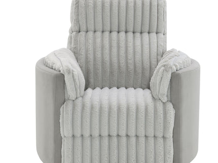 Emee - Corduroy Glider Recliner With Swivel - Gray