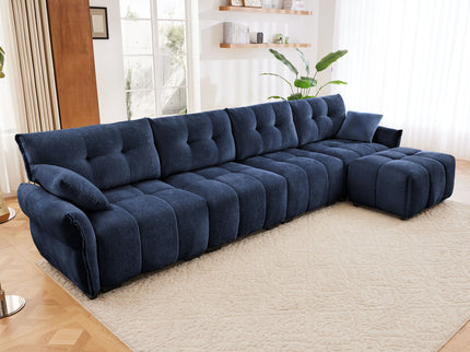 Sofa Set With Ottoman And Pillows, Textured, High Resilience Cushions